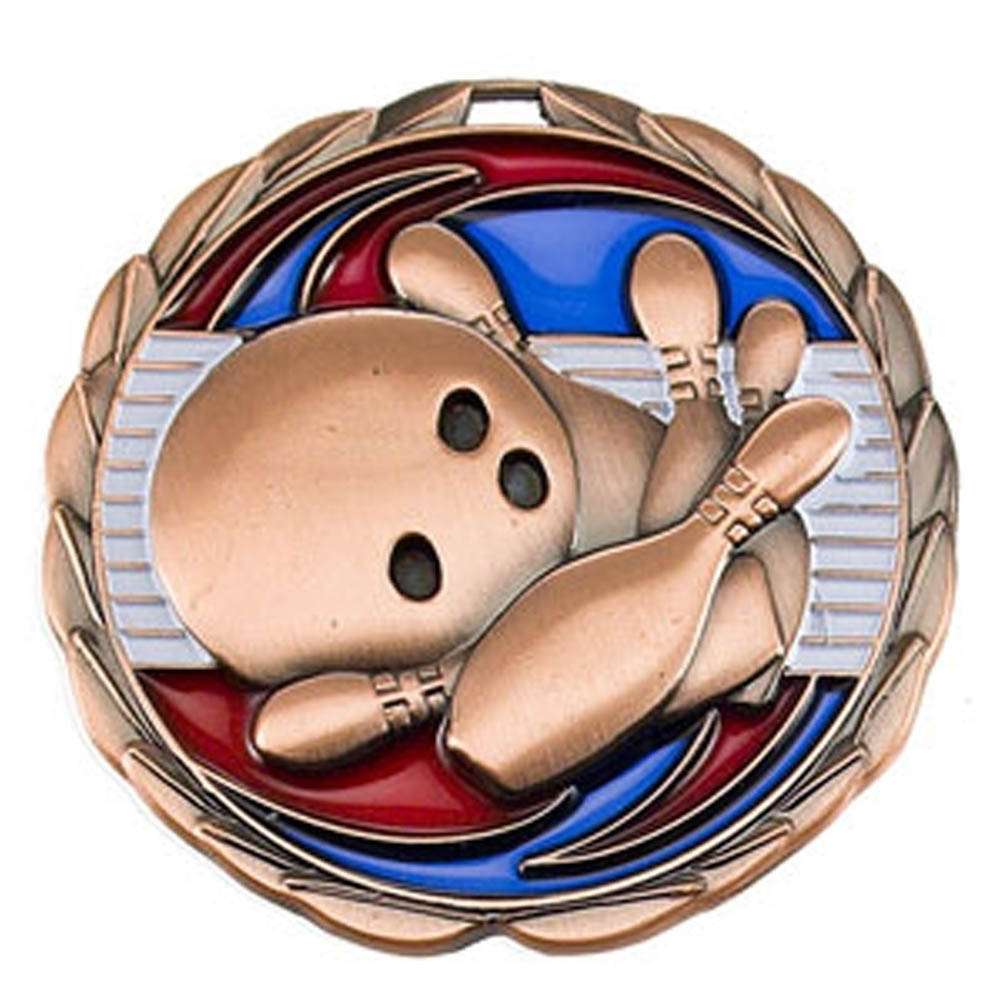 Color epoxy bowling tournament medal in gold, silver or bronze with free custom engraving – Decade Awards