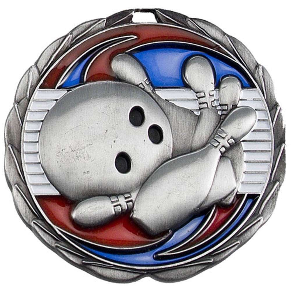 Color epoxy bowling tournament medal in gold, silver or bronze with free custom engraving – Decade Awards