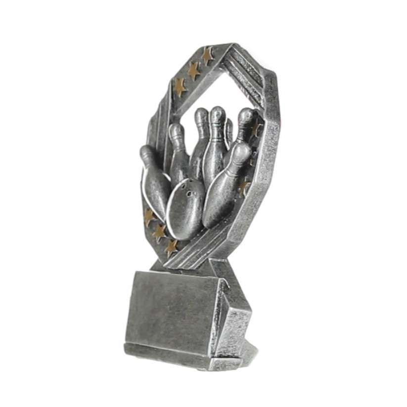 Bowling Hexa Star Trophy | Engraved Silver and Gold Bowling Tournament Award - 4.75 Inch Tall Decade Awards