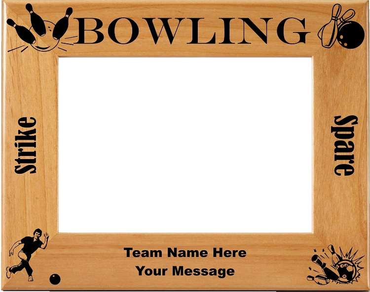Bowling Picture Frame, Personalized | Laser Engraved Wood Frame - 3 sizes Decade Awards