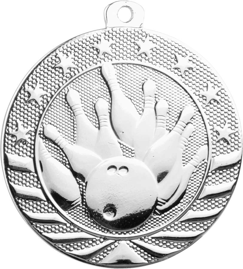 Bowling StarBrite Medal - Gold, Silver, Bronze | Engraved StarBrite Bowling Medallion - 2 Inch Wide Decade Awards