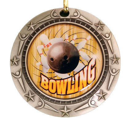 Bowling World Class Medal - Gold, Silver or Bronze | Engraved Bowler Medallion - 3 Inch Wide Decade Awards