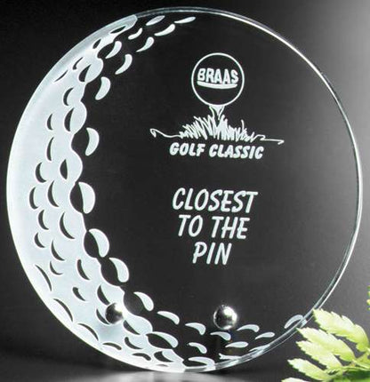Burnhaven Crystal Golf Corporate Award | Engraved Golf Tournament Award - 5", 6" or 7" Diameter Decade Awards