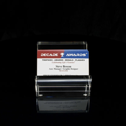 Business Card Holder - Kelsey | Engraved Crystal Business Card Holder - 3.5" x 2.5" Decade Awards