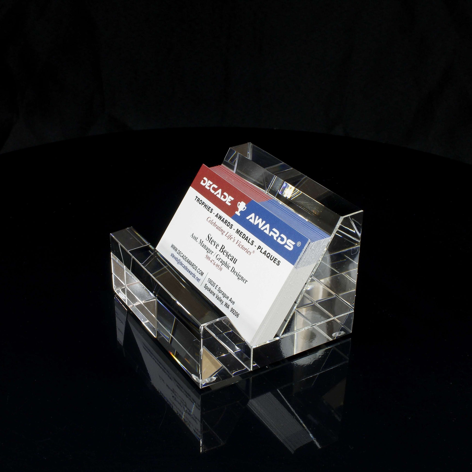 Business Card Holder - Kelsey | Engraved Crystal Business Card Holder - 3.5" x 2.5" Decade Awards
