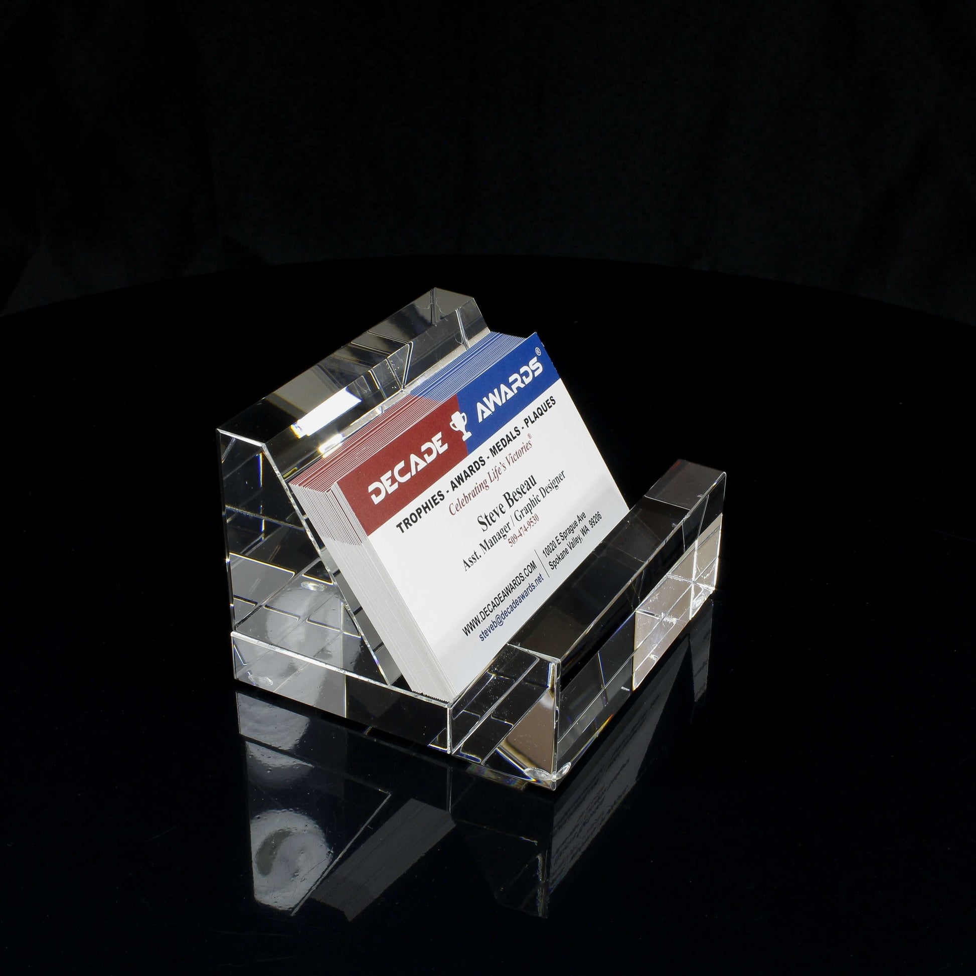 Business Card Holder - Kelsey | Engraved Crystal Business Card Holder - 3.5" x 2.5" Decade Awards