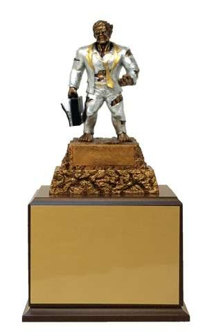 Business / Salesman Monster Perpetual Trophy | Engraved Sales Perpetual Award - 13 Inch Tall Decade Awards