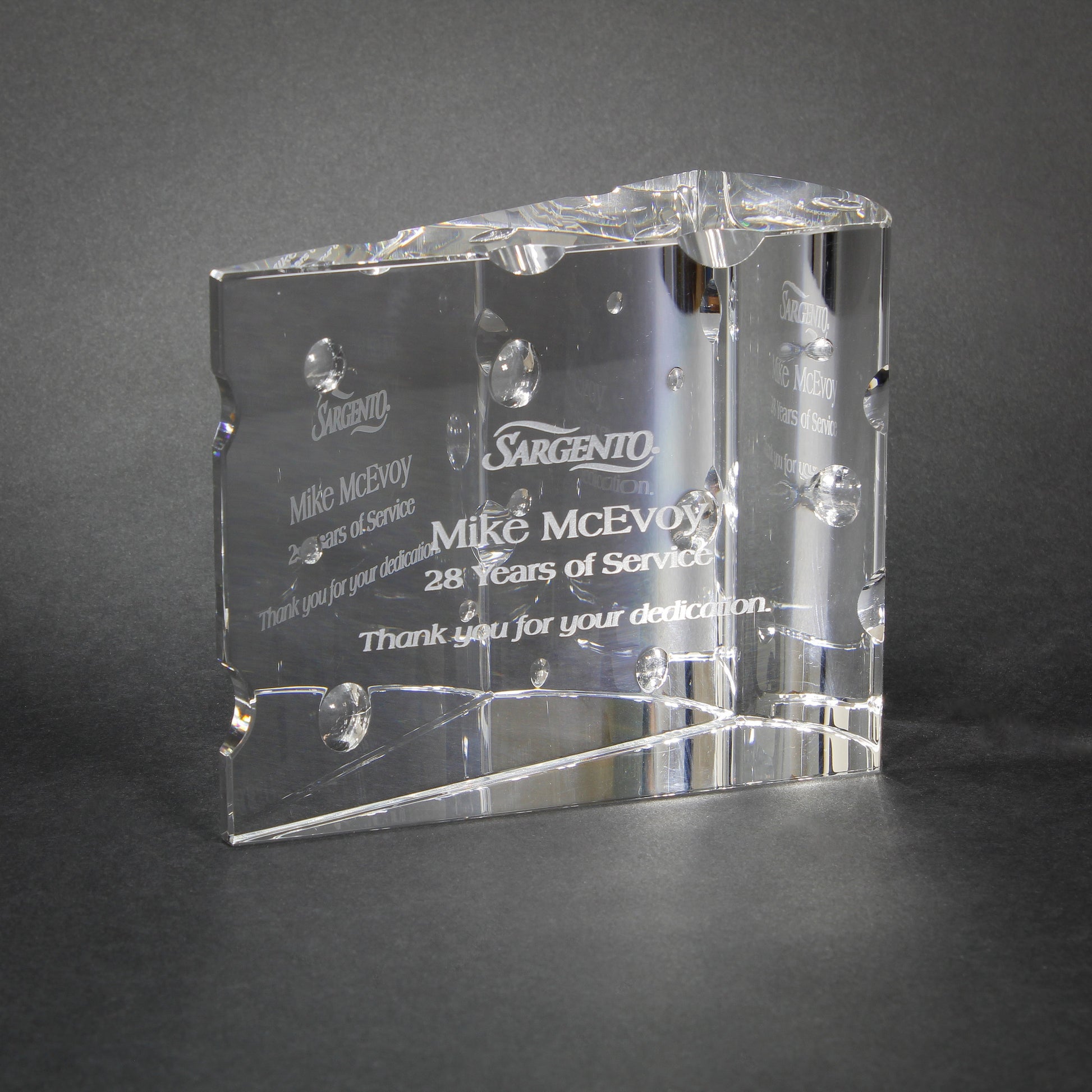 Big Cheese Crystal Corporate Award | Cheese Wedge Crystal Trophy - 4" x 5" Decade Awards