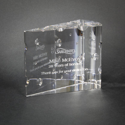Big Cheese Crystal Corporate Award | Cheese Wedge Crystal Trophy - 4" x 5" Decade Awards