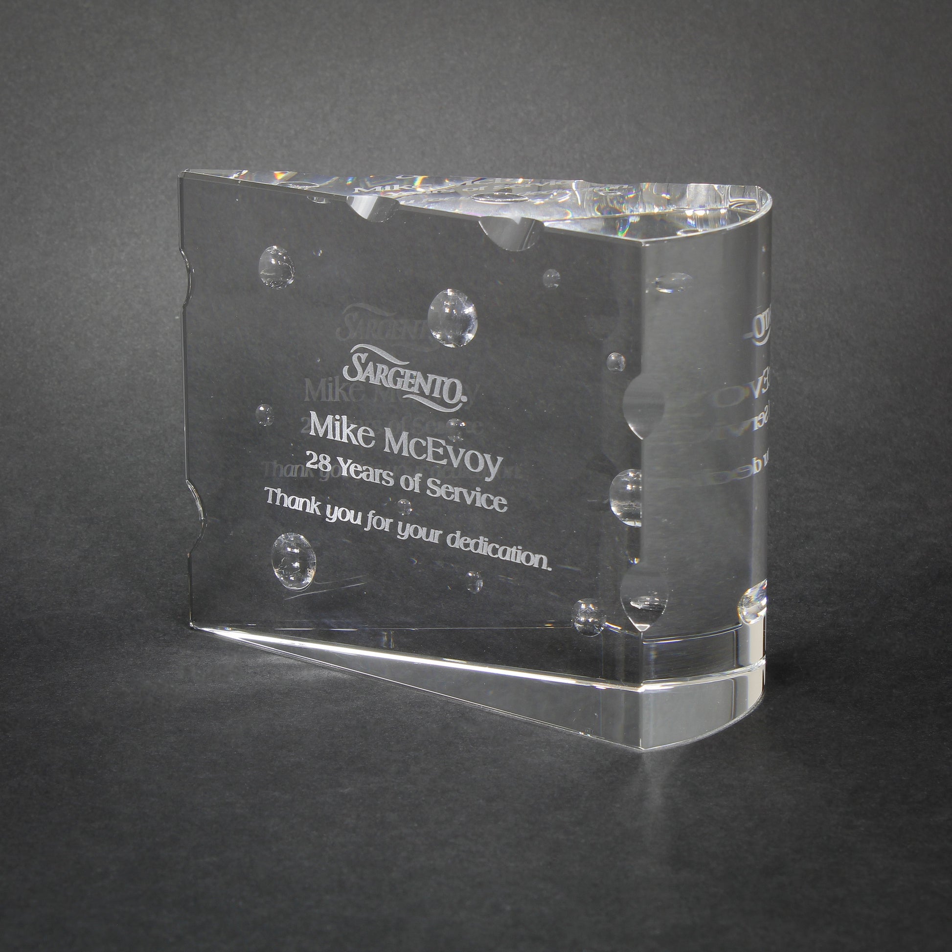 Big Cheese Crystal Corporate Award | Cheese Wedge Crystal Trophy - 4" x 5" Decade Awards