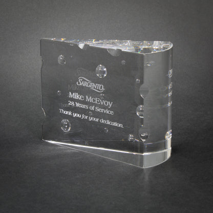 Big Cheese Crystal Corporate Award | Cheese Wedge Crystal Trophy - 4" x 5" Decade Awards
