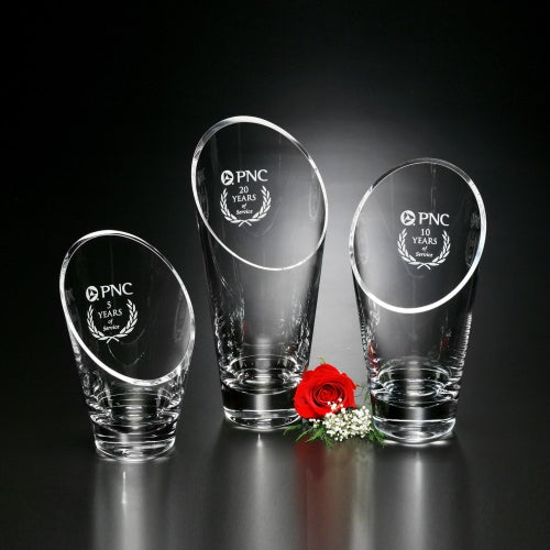 Westcott Crystal Vase - Corporate Award | Engraved Sponsor Gift - 8", 10.5" or 11.5" Decade Awards