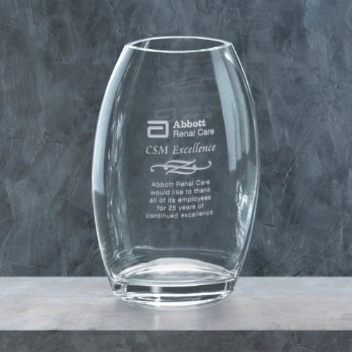 Oval Crystal Vase - Corporate Award | Engraved Crystal Vase - 8.5", 10.5" or 12" Tall Decade Awards
- 10.5 Inch Tall