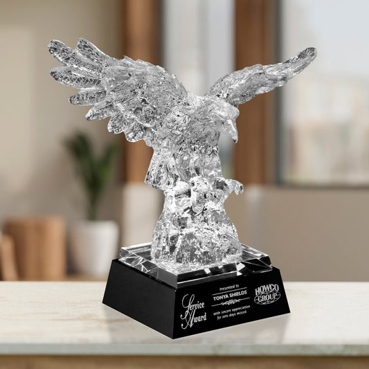 Majestic Eagle Crystal Trophy | Personalized Corporate Award | 12 Inches Tall