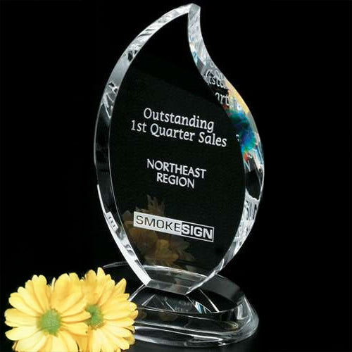 Flame Crystal Corporate Award | Engraved Crystal Flame - 7", 9" or 11" Decade Awards