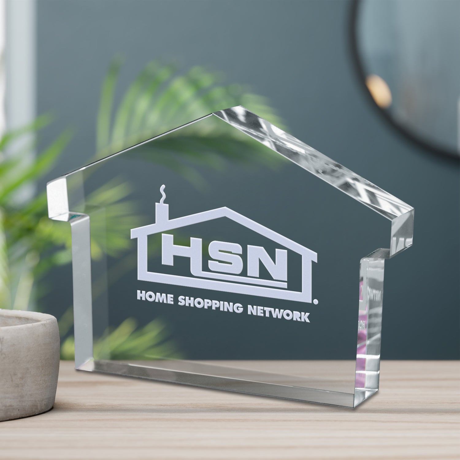 Crystal House Paperweight / Engraved Corporate Housing Award - 4" W x 3" H Decade Awards
