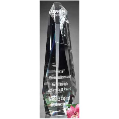 Encore Tower Crystal Corporate Award | Engraved Crystal Tower - 9.5", 10.75" or 12" Decade Awards