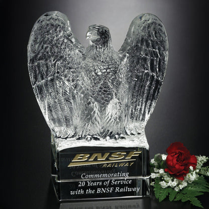 Golden Eagle Crystal Corporate Award | Engraved Crystal Eagle Award - 7" Tall Decade Awards