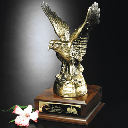 Noble Eagle Trophy | Personalized Corporate Award | Walnut Base | 12 Inches Tall
