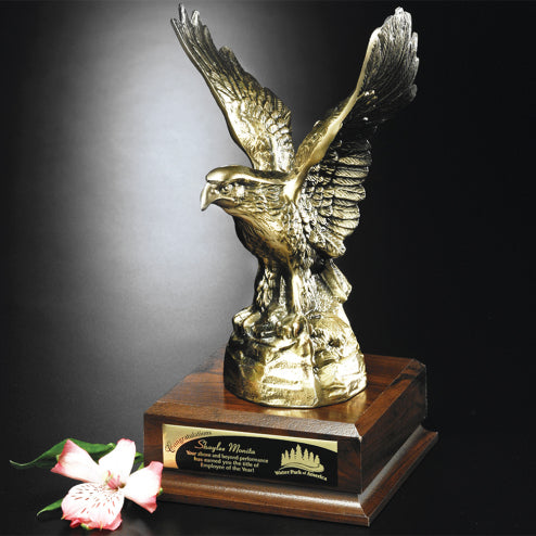 Noble Eagle Trophy | Personalized Corporate Award | Walnut Base | 12 Inches Tall