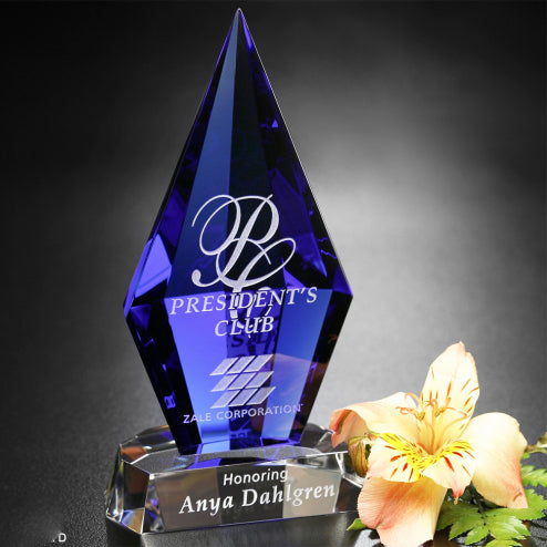 Azurite Crystal Trophy | Personalized Corporate Award | 6.75 Inches Tall