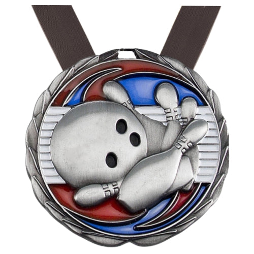 Personalized Bowling Medal with Ribbon | Gold, Silver or Bronze | Bowling Tournament Award | 2.5 Inches Wide