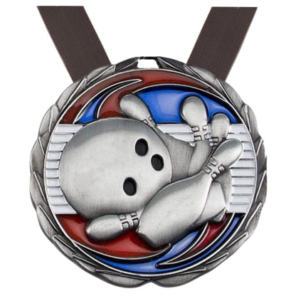 Personalized Bowling Medal with Ribbon | Gold, Silver or Bronze | Bowling Tournament Award | 2.5 Inches Wide