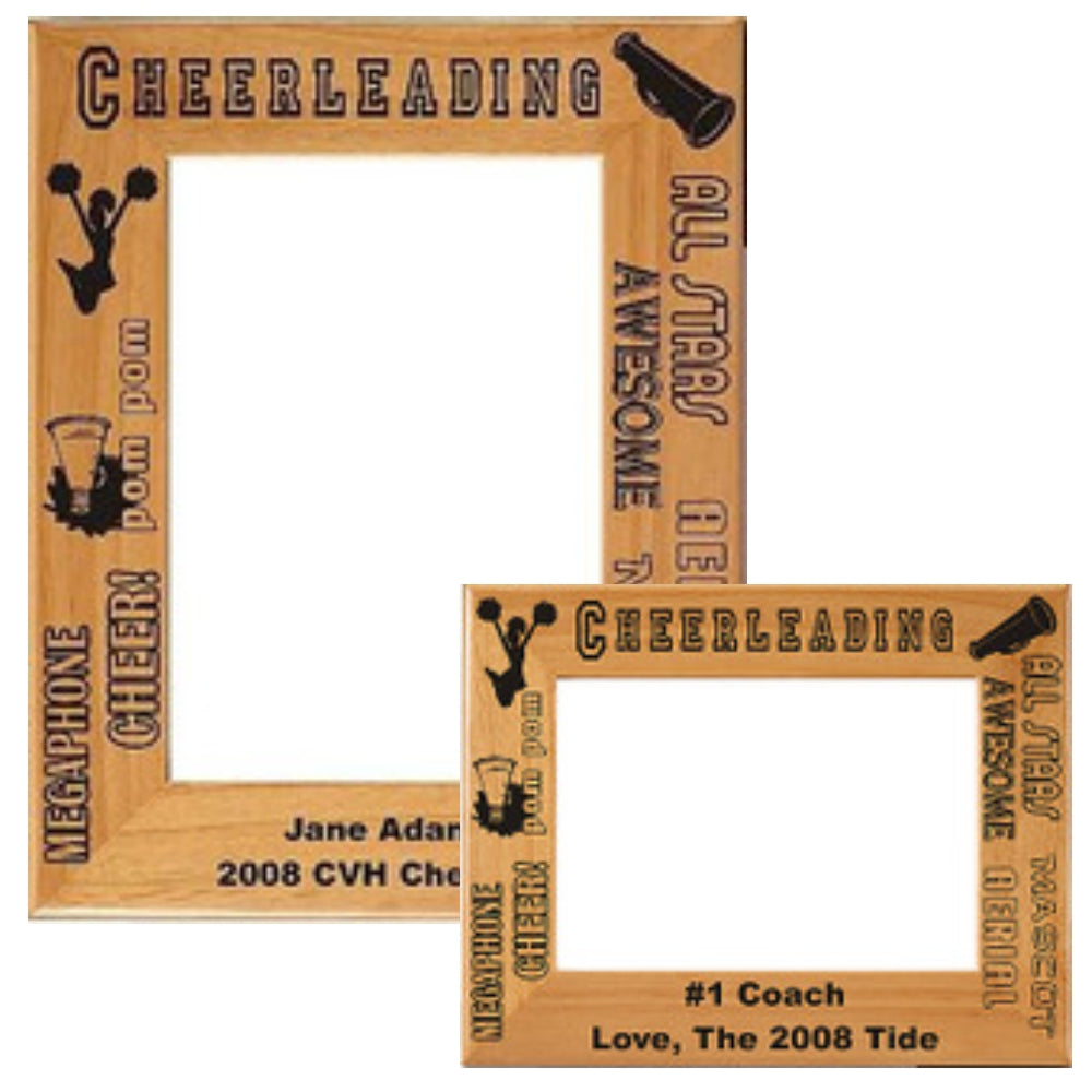 Cheerleading Picture Frame 2 - Personalized | Laser Engraved  Wood Frame - 3 Sizes Decade Awards