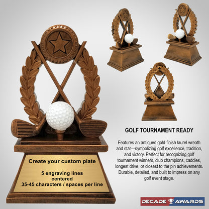 Personalized Golf Trophy | Golf Tournament Award | 7 Inches Tall