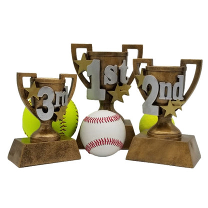 1st, 2nd or 3rd Place Gold Cup Trophy | Engraved 3D Gold Cup Place Award - 5, 6 or 7 Inch Tall Decade Awards