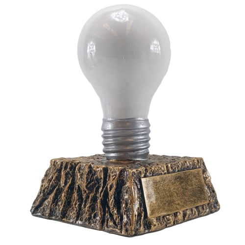 Light Bulb Trophy - White | Engraved Bright Idea Award - 6 Inch Tall Decade Awards