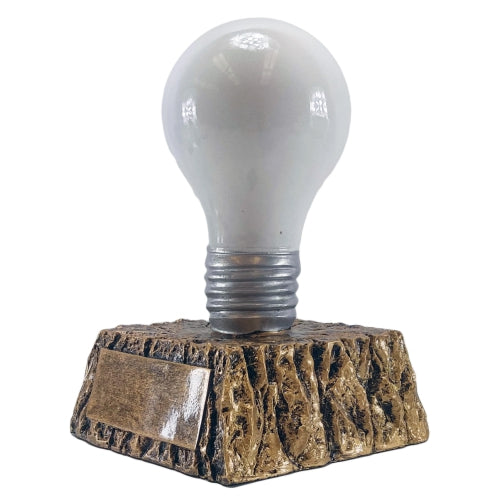 Light Bulb Trophy - White | Engraved Bright Idea Award - 6 Inch Tall Decade Awards
