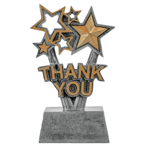 Thank You Trophy | Engraved Gold and Silver Stars Appreciation Award - 6 or 8.5 Inch Tall Decade Awards