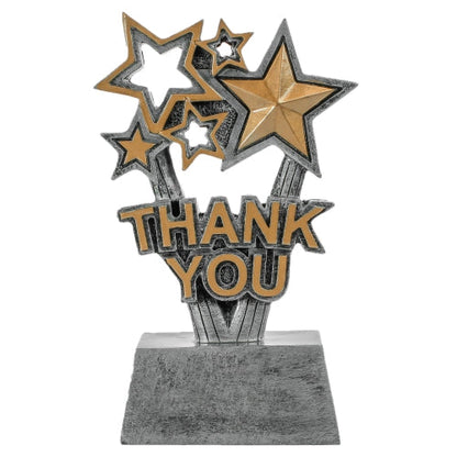 Thank You Trophy | Engraved Gold and Silver Stars Appreciation Award - 6 or 8.5 Inch Tall Decade Awards