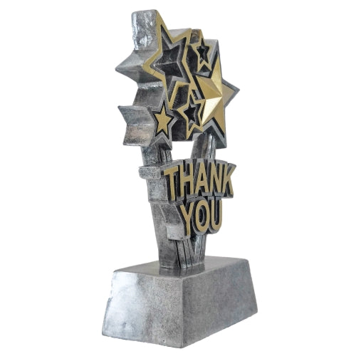 Thank You Trophy | Engraved Gold and Silver Stars Appreciation Award - 6 or 8.5 Inch Tall Decade Awards