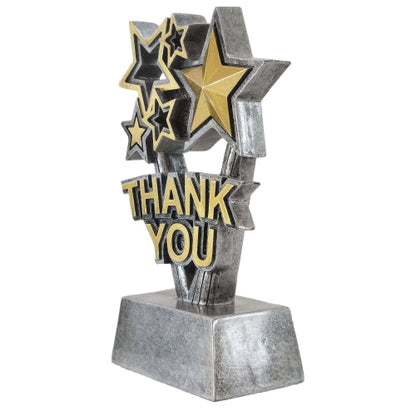 Thank You Trophy | Engraved Gold and Silver Stars Appreciation Award - 6 or 8.5 Inch Tall Decade Awards