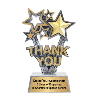 Thank You Trophy | Engraved Gold and Silver Stars Appreciation Award - 6 or 8.5 Inch Tall Decade  Awards
- 6 Inch Tall