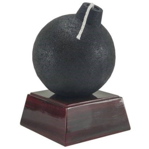 Bomb Trophy | Cartoon Bomb Trophy with Wick | Engraved Da Bomb Award - 5.5 Inch Tall Decade Awards