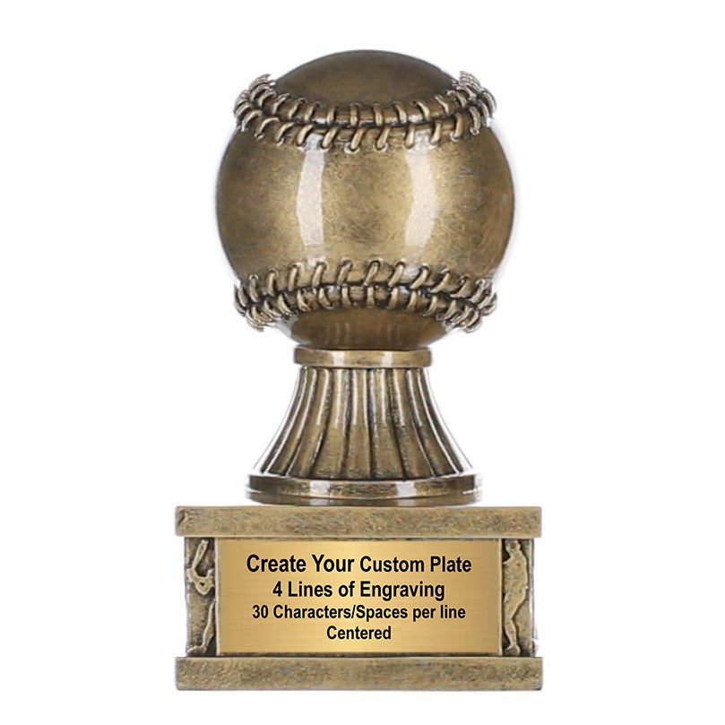 Celebrate the game with this detailed Action Pedestal Baseball Trophy – proudly personalized with free engraving by Decade Awards.