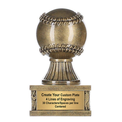 Celebrate the game with this detailed Action Pedestal Baseball Trophy – proudly personalized with free engraving by Decade Awards.