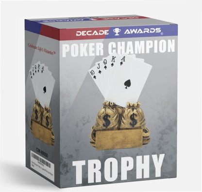 Personalized Poker Champion Trophy with Playing Card Design – 6 Inch Custom Engraved Award by Decade Awards
