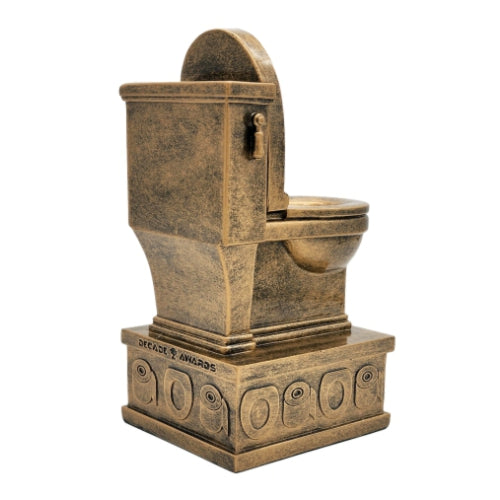 FFL Toilet Bowl Trophy, Action Pedestal | Engraved Fantasy Football Toilet Award - 7 Inch Tall Decade Awards