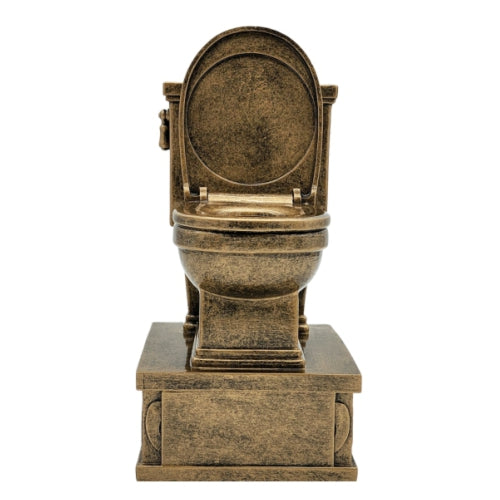 Toilet Bowl Action Pedestal Trophy | Engraved Golden Throne Loser Award - 7 Inch Tall Decade Awards