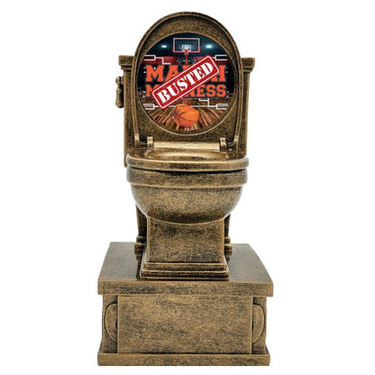 Busted Bracket Toilet Bowl Trophy, Action Pedestal | Engraved Busted Bracket Trophy - 7 Inch Tall Decade Awards
