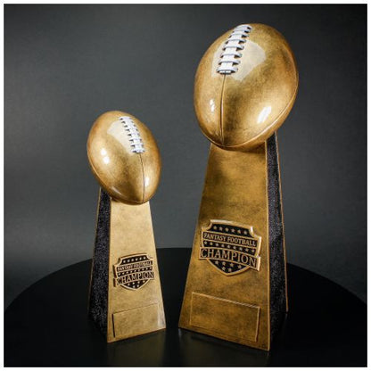 Fantasy Football Champion Tower Trophy - Gold | Engraved FFL Award - 11.5 or 16 Inch Tall