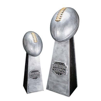 Fantasy Football Champion Tower Trophy - Silver - Engraved FFL Award - Fantasy League Champion Trophy - 11.5 or 16 Inch Tall Decade Awards