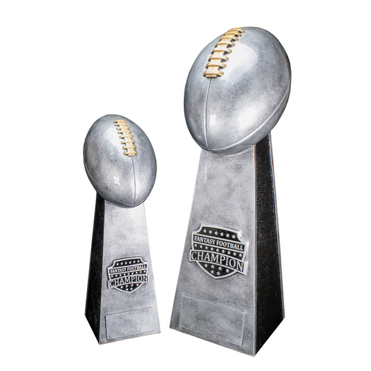Fantasy Football Champion Tower Trophy - Silver - Engraved FFL Award - Fantasy League Champion Trophy - 11.5 or 16 Inch Tall Decade Awards