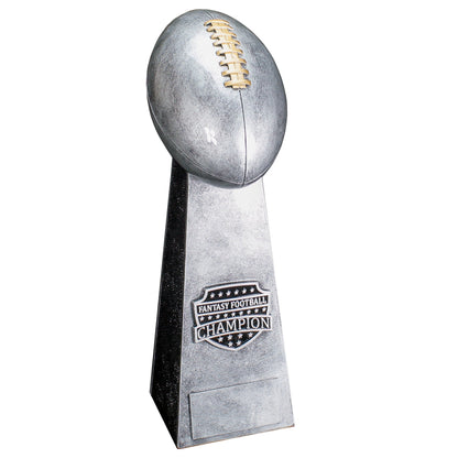Fantasy Football Champion Tower Trophy - Silver - Engraved FFL Award - Fantasy League Champion Trophy - 11.5 or 16 Inch Tall Decade Awards