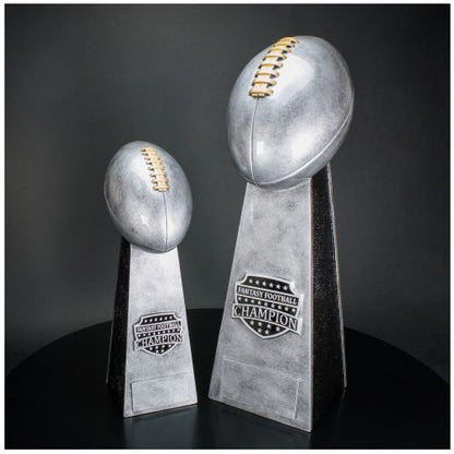 Fantasy Football Champion Tower Trophy - Silver - Engraved FFL Award - Fantasy League Champion Trophy - 11.5 or 16 Inch Tall Decade Awards