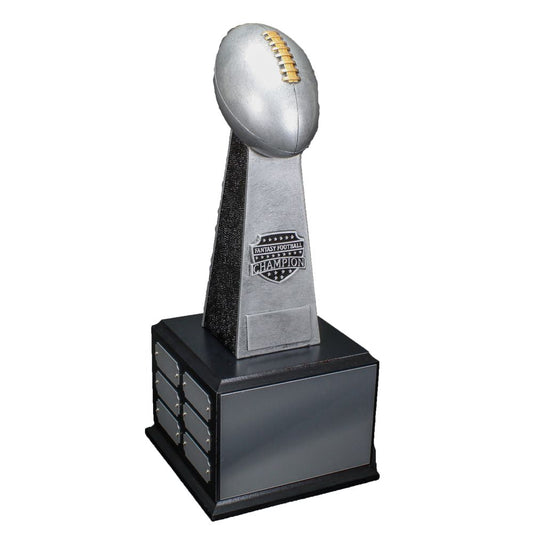 Fantasy Football Champion Trophy, Silver Tower Perpetual Award | Engraved Silver Tower FFL Perpetual Award - 16.75 Inch Tall Decade Awards